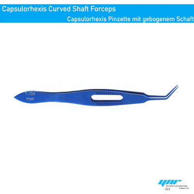 YNR T-106 Utrata Capsulorhexis Curved Shaft Forceps, Titanium