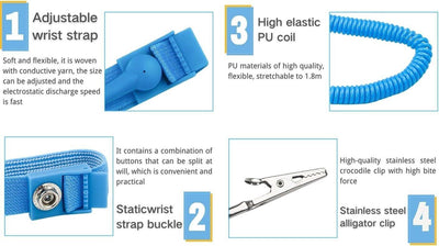 Anti Static Wrist Strap ESD Grounding Electricity Discharge Band Bracelet