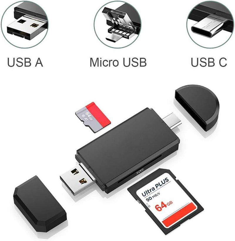SD Card Reader Micro USB OTG USB-C to USB 2.0 Adapter Android Phone Tablet PC