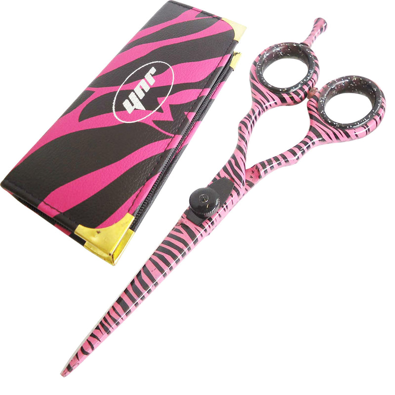 YNR Hairdressing Hair Thinning Scissors 5.5" White Pink Zebra Barber Shears Gift