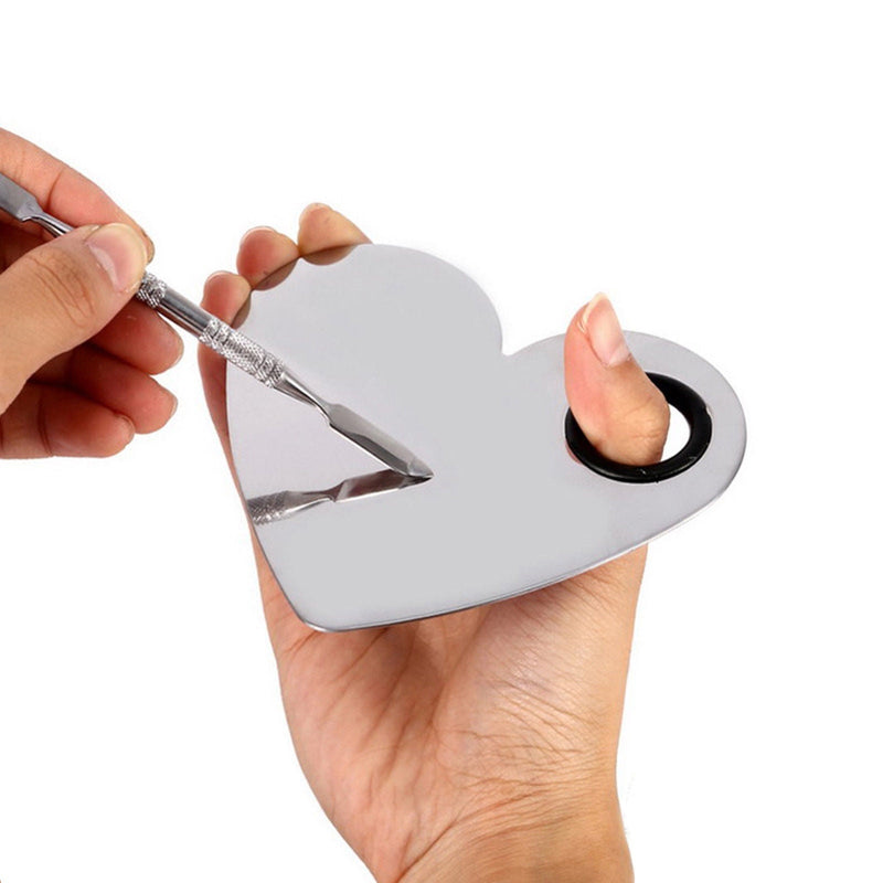 Pro Stainless Steel Love Heart Makeup Eye Nail Mixing Palette Spatula Tool UK