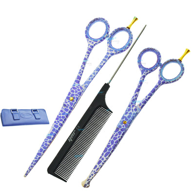 YNR 8" & 6.5 Inch Cutting Pet Dog Grooming Curved Safety Blunt Scissors Kit set