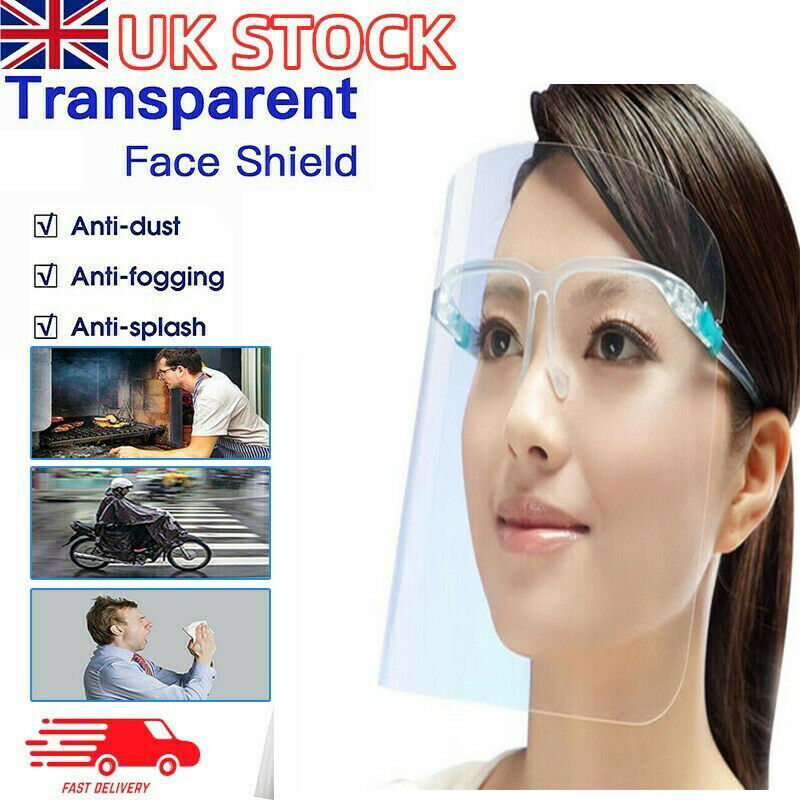 FULL FACE SHIELD COVERING ANTI-FOG CLEAR GLASSES SAFETY PROTECTION VISOR GUARD