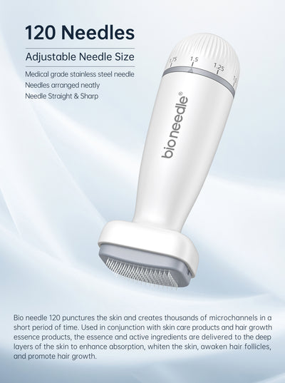 Bio Needle Adjustable Derma Stamp 120 Stainless Steel Needles Hair And Beard Growth