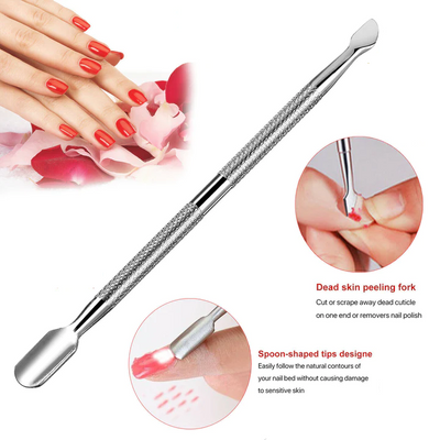Dual Tool Cuticle Pusher Double End Manicure Pedicure Nail Cleaner Gel Polish Remover