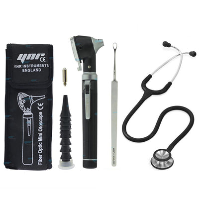 YNR® Otoscope Stethoscope Ear Wax Remover Medical ENT EMT Set NHS CE Approved