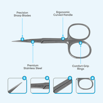 Professional Finger Toe Nail Scissors Curved Arrow Steel Manicure Cuticle Nail