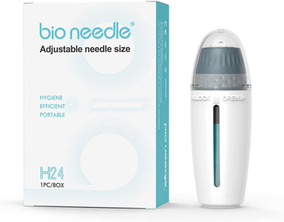 Bio Needle H24 Derma Roller - Adjustable 0~1.5mm 24 Pins Derma Stamp - Pen Microneedle Stamp for Hair, Beard growth, Shrink Pores, Brighten Skin Tone