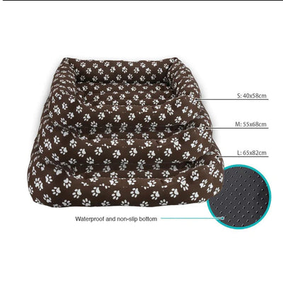 Fabric Paw Dotted Corduroy Square Soft Dog Puppy Pads Bed with Fleece Cushion