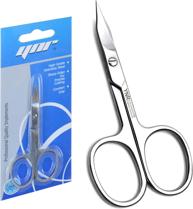 YNR® Cuticle Nail Scissors Curved Blade Professional Stainless Steel Beauty Scissors, for Manicure Pedicure, Eyebrows, Nose, Hair Trimming Beauty Grooming Thick Toenails Women Men