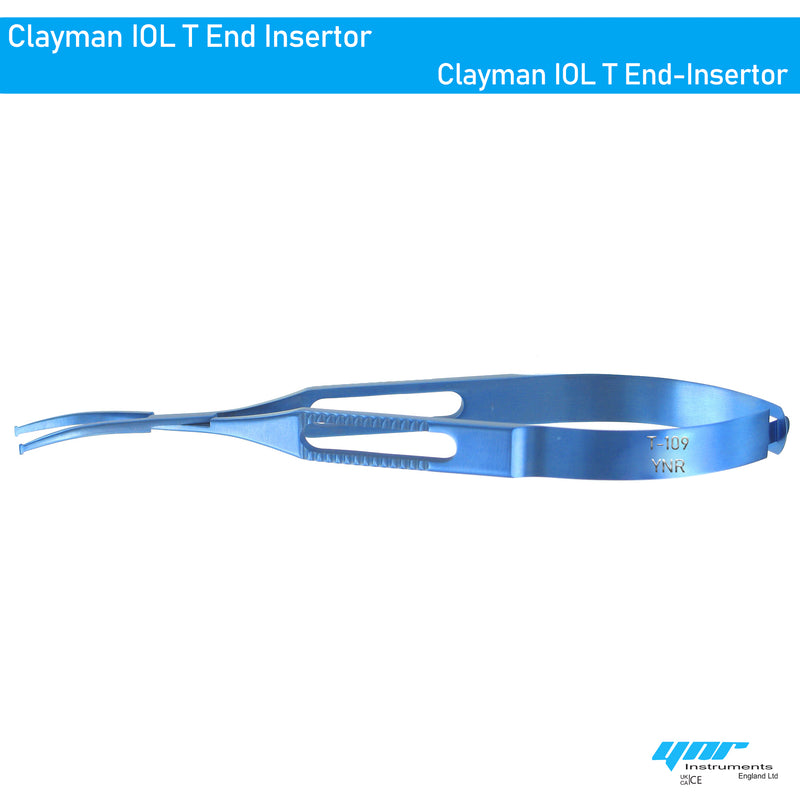 YNR T-109 Clayman IOL Forceps T End Inserter , Titanium
