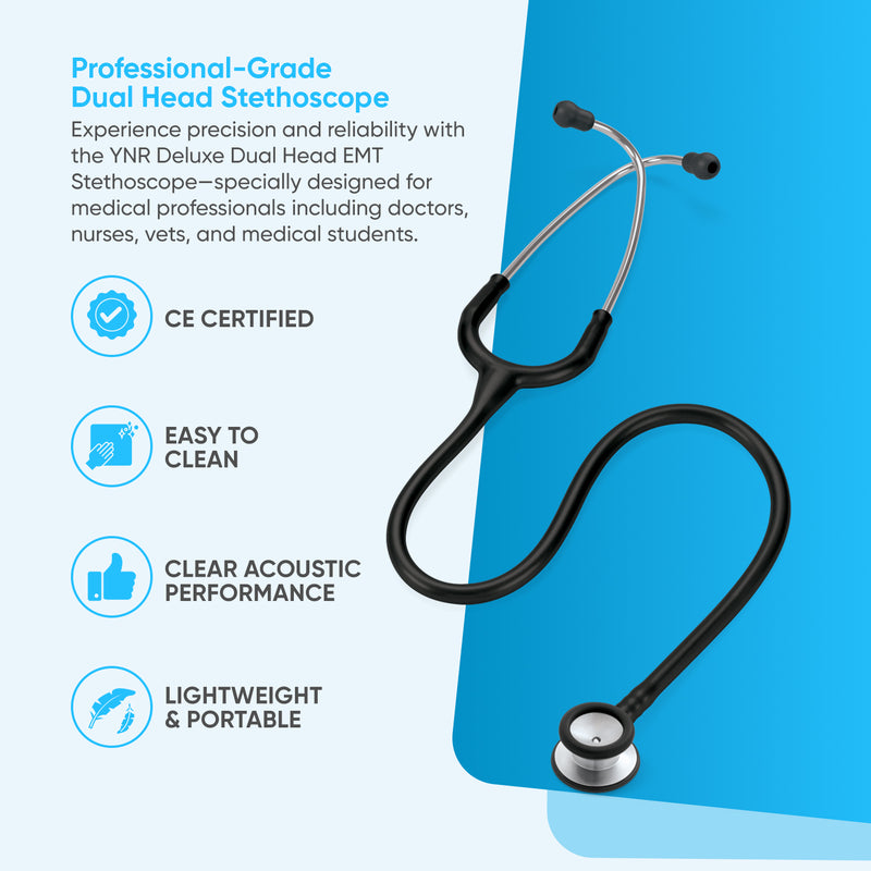 YNR Deluxe Dual Head EMT Stethoscope GP Doctor Nurse Vet Medical Student Health CE