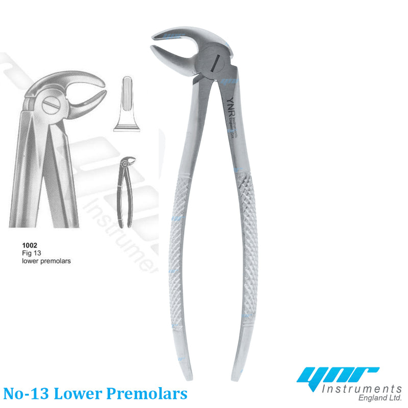 YNR® Dental Tooth Extraction Forceps Tools Upper Lower Molars Roots Dentist Surgery Tools CE Mark (NO-13 Lower Premolars)