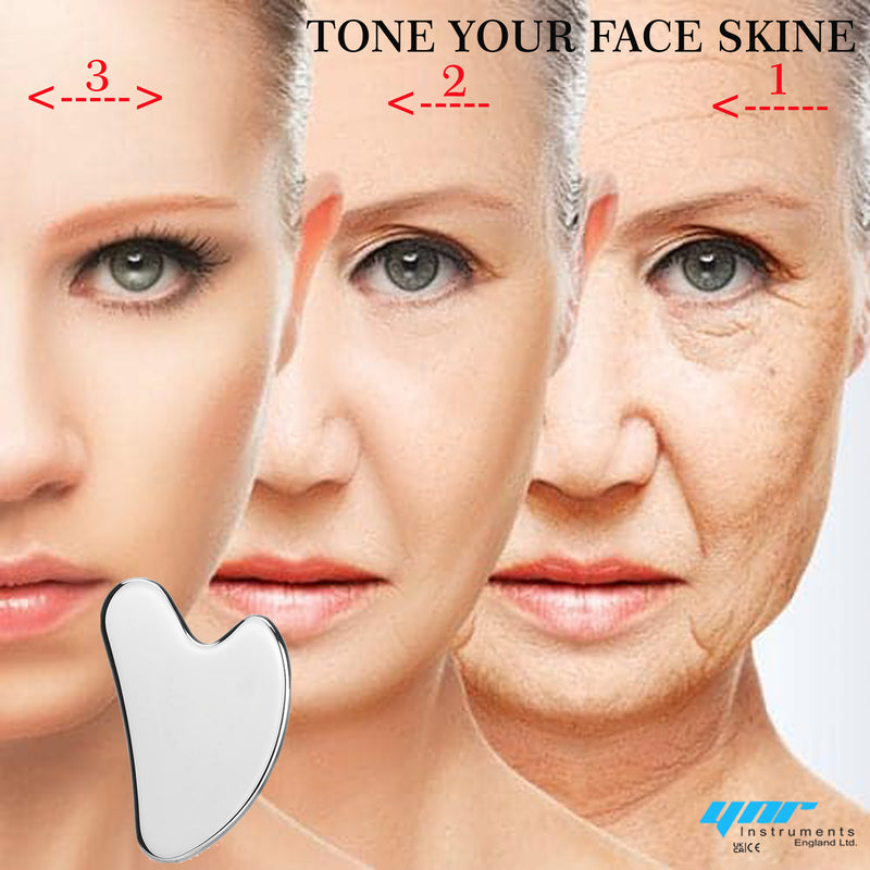 Gua Sha Facial Tools, Natural Terahertz Guasha, Manual Massage Sticks for Jawline Sculpting and Puffiness Reducing, Facial Massage Tool