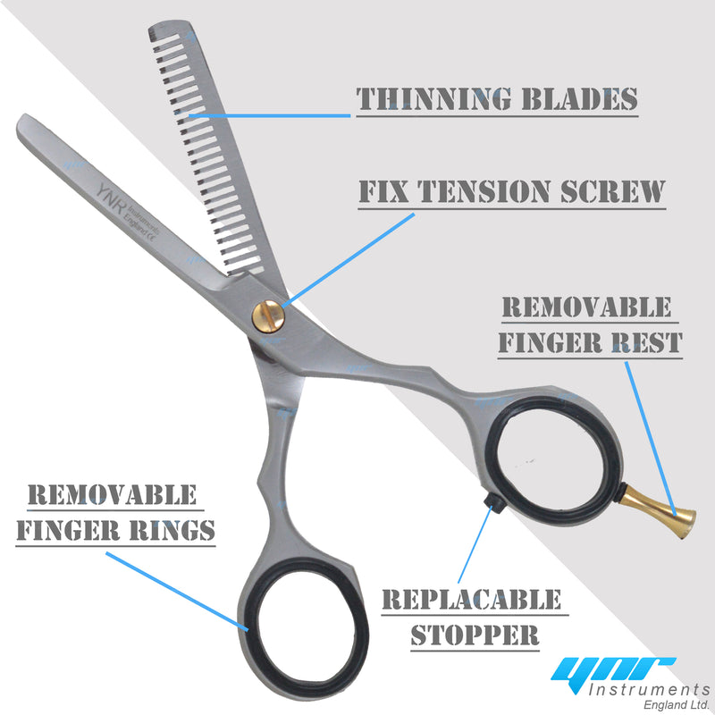 Hairdressing Scissors Barber Scissors Hair Scissors Salon Spa Comb Razor Blade Cutting Thinning Shears 5.5" Holster Pouch Set