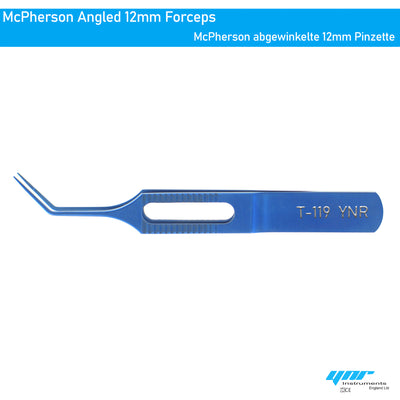 YNR T-119 McPherson Type Forceps Angled With 12 mm Shaft of Tying Platform, Titanium