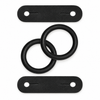 YNR Black Peacock Safety Stirrup Rubber Rings and Leather Tabs – Equestrian Riding Irons for Training, Schooling and Competition