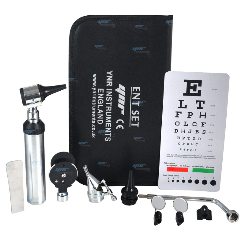 YNR ENT Ophthalmoscope Opthalmoscope Otoscope Nasal Larynx Diagnostic Set CE Snellen Eye Chart