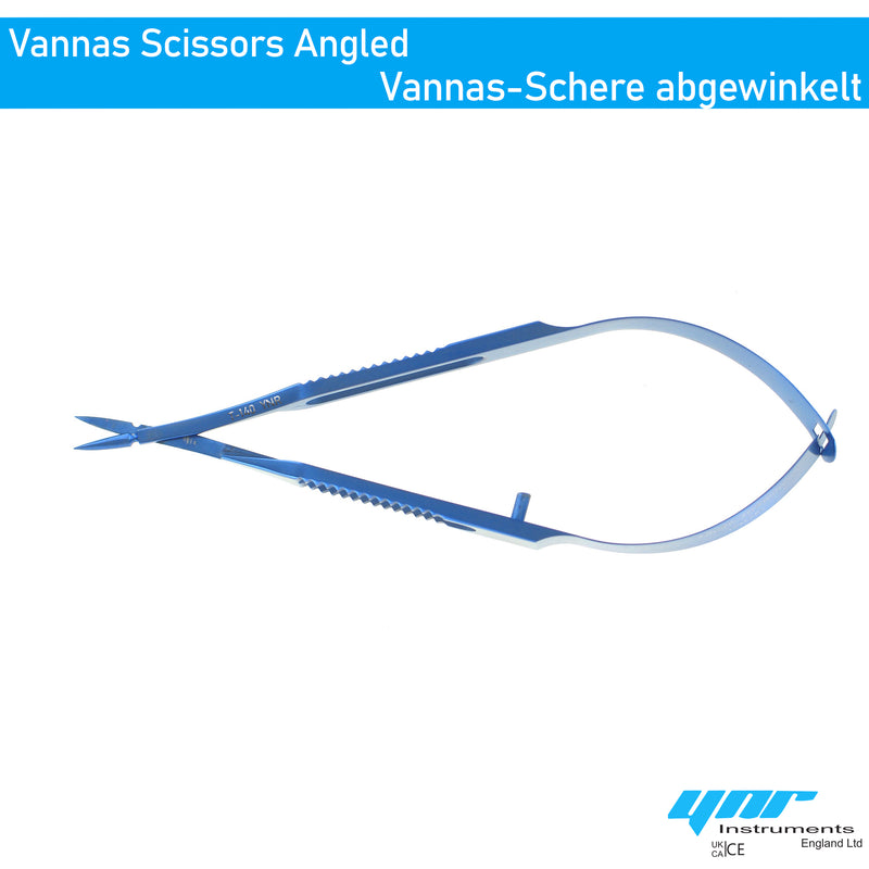 YNR T-140S Vannas Scissors Angled Straight Forceps, Titanium