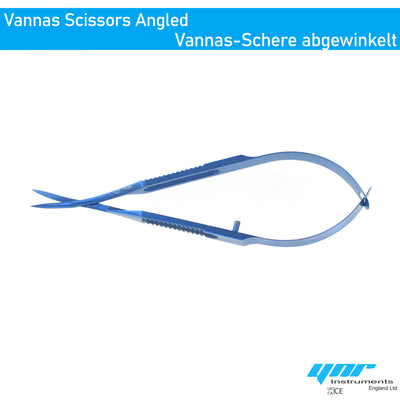 YNR T-140C Vannas Scissors Angled Curved Forceps, Titanium