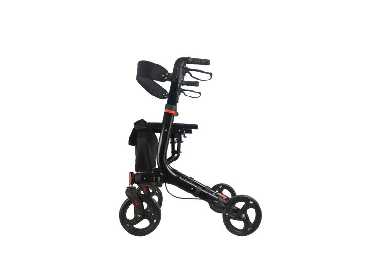 Black Lightweight Rollator with Bag and seat Disability Elderly Mobility aid