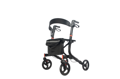 Black Lightweight Rollator with Bag and seat Disability Elderly Mobility aid