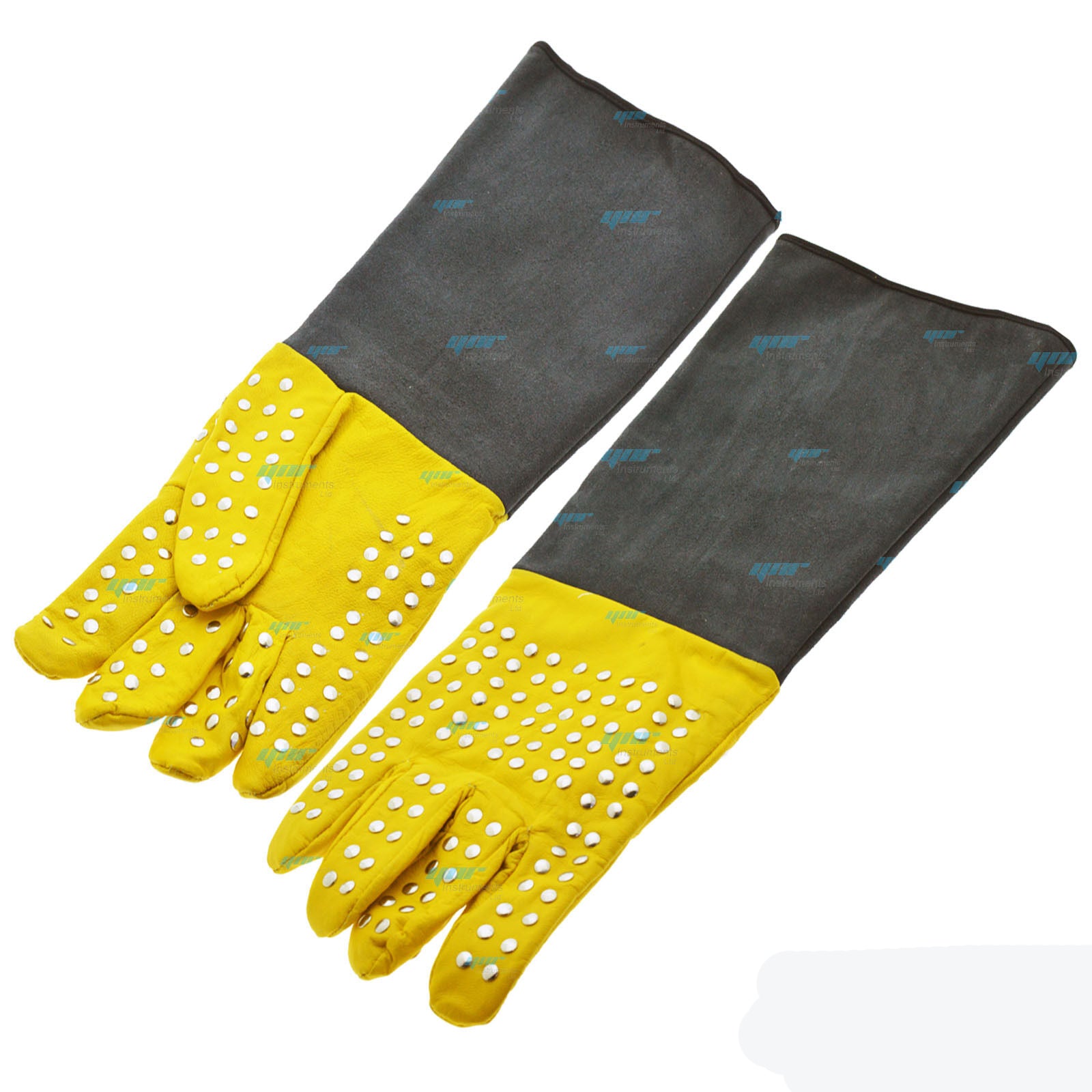 YNR Nietenbesetzte Lederhandschuhe zum Umgang mit Reptilien – 17 Zoll – YNR Instruments