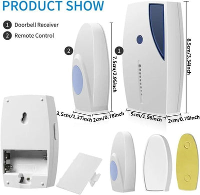 Wireless Door Bell Chime Battery Operated Cordless Waterproof 100m 36 Melodies