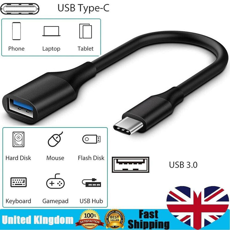 On The Go USB Host Adapter Cable USB Type C to USB A Female OTG Cable