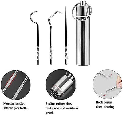 Dental Kit Toothpick Set Metal Stainless Steel Oral Tooth Cleaning with Storage