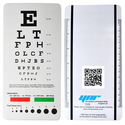 YNR Pocket Eye Chart, 2 in 1 Snellen Eye Chart, Pocket Eye Chart, Handheld Double Sided Plastic Eye Chart for Eye Exams