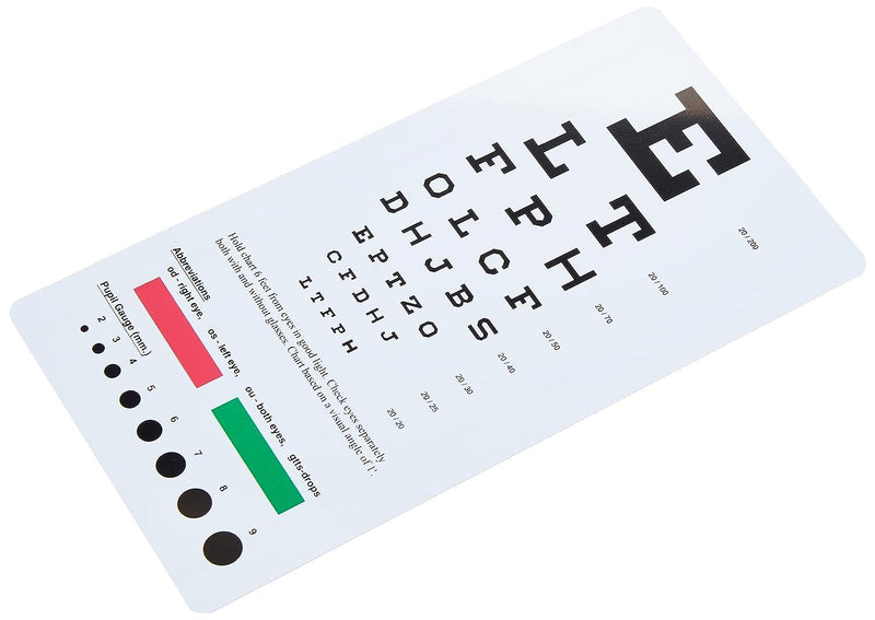 YNR Pocket Eye Chart, 2 in 1 Snellen Eye Chart, Pocket Eye Chart, Handheld Double Sided Plastic Eye Chart for Eye Exams