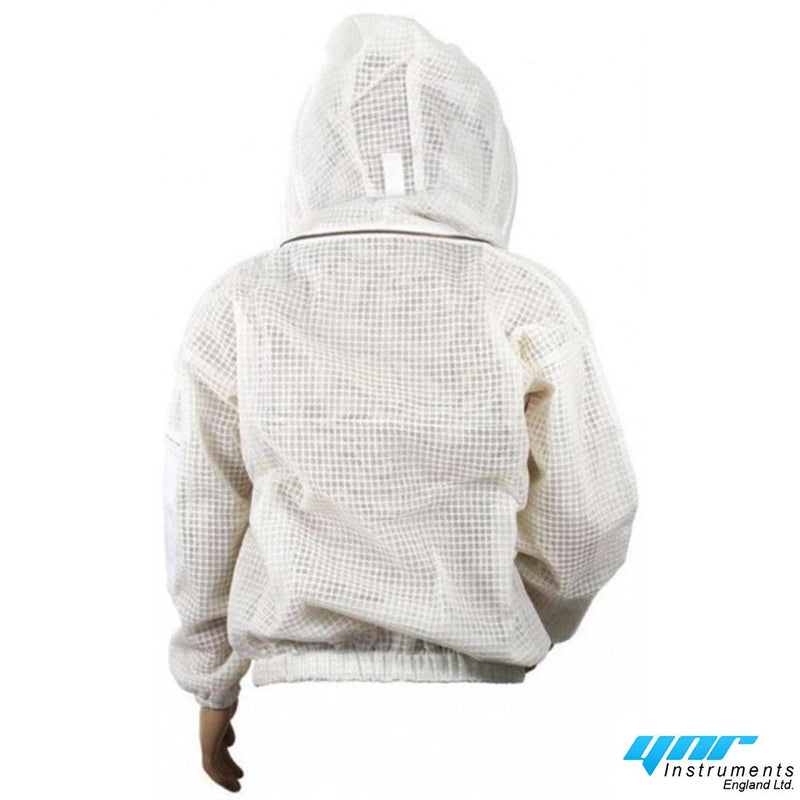 YNR BEEKEEPING Three Layer Ultra Ventilated Beekeeping Jacket for Men and Women with Fencing Veil, Professional Sting Proof Beekeeper Hoodie, Premium White Fabric Polycotton Bee Jacket