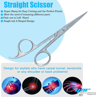 YNR Left Hand Hairdressing Scissors Serrated Barber Salon Hair Cutting Razor Sharp blades