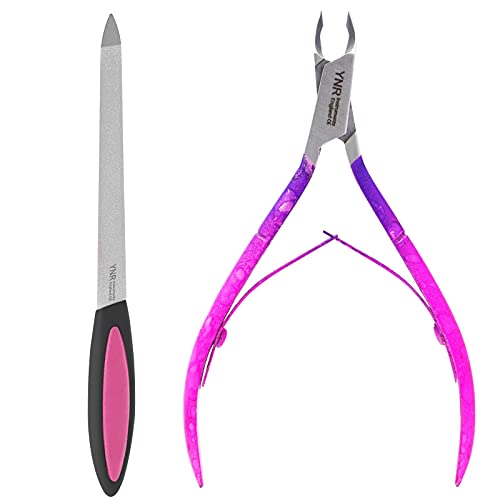 Professional Cuticle Nippers and Nail File Stainless Steel Cuticle Cutters and Remover -Best Nipper Scissors, Nail Care Tool for Manicure and Pedicure