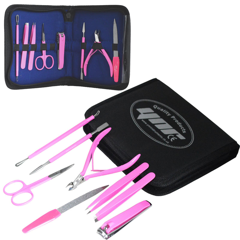 YNR Manicure Set, 8pcs Nail Clippers Pedicure Kit Nail Care Kit, Scissors, Cuticle Pusher, Nail File, Tweezers Manicure Professional Tools Gift for Men Women Friends and Parents