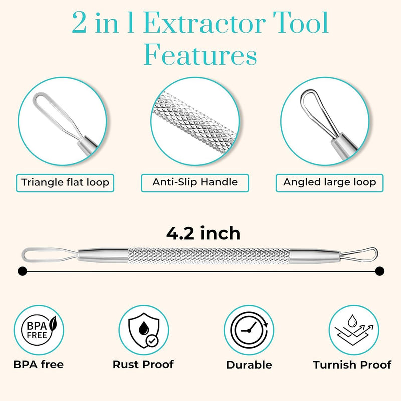 Blackhead Extractor, Retractable 2 in 1 Black Head Acne Clean Needle Professional Pimple Popper Needle Whitehead Remover Tool Double-Ended Comedone Extractor Popping Needle for Nose & Face