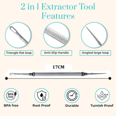 Blackhead Extractor, Retractable 2 in 1 Black Head Acne Clean Needle Professional Pimple Popper Needle Whitehead Remover Tool Double-Ended Comedone Extractor Popping Needle for Nose & Face