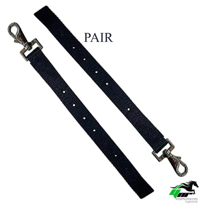 Horse Rug Breast Straps with Swivel Clips, Pair, Black, Adjustable Chest and Leg Straps