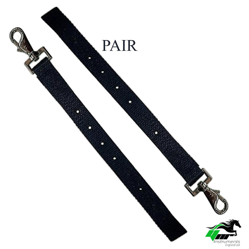 Horse Rug Breast Straps with Swivel Clips, Pair, Black, Adjustable Chest and Leg Straps