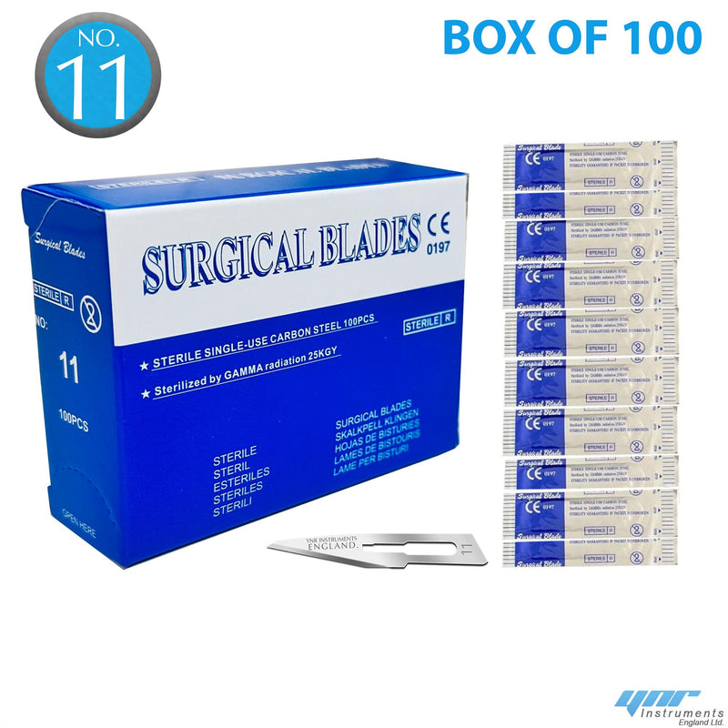 YNR Scalpel Handle Carbon Steel No.11 Blades Box of 100 – Surgical & Craft Precision Knife