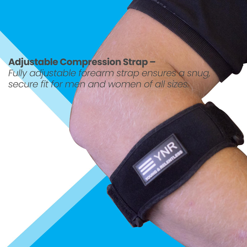 YNR Young & Relentless Elbow Brace 2 Pack - Adjustable Support for Tennis & Golfer&