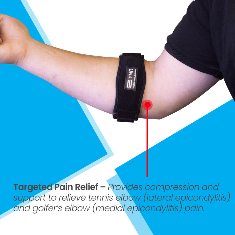 YNR Young & Relentless Elbow Brace 2 Pack - Adjustable Support for Tennis & Golfer&