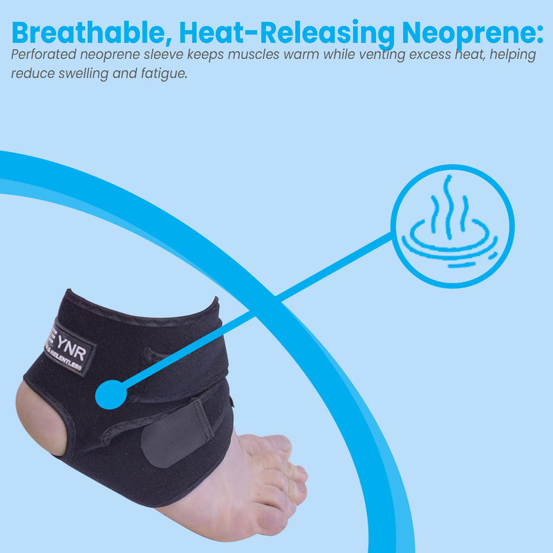 YNR Young & Relentless Ankle Support Brace | Adjustable Neoprene Sleeve, Open Heel Design | Breathable Compression Wrap for Sports, Injury Recovery & Stability | One Size Fits Most (Up to 11")