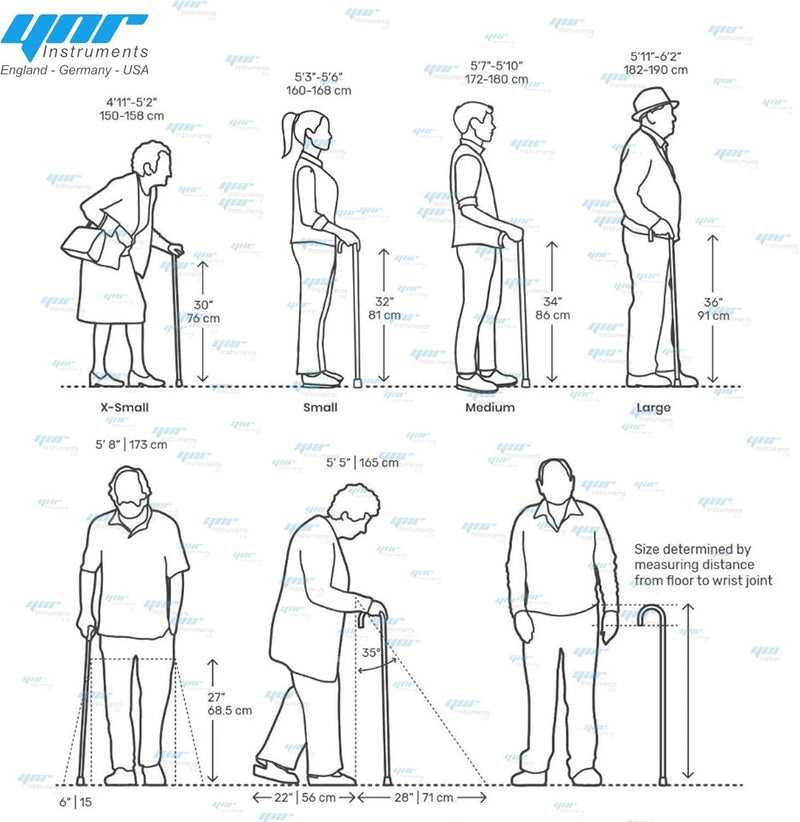 YNR Adjustable Folding Walking Stick – Lightweight Shock-Absorbing Foldable Cane for Men & Women (Black)