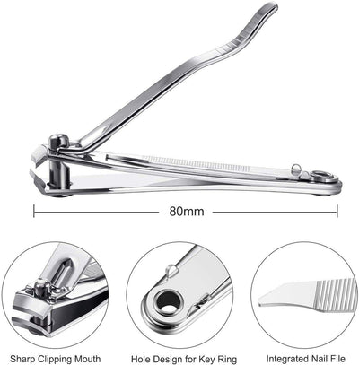 Elegant Touch Large Toe Nail Clippers Cutters Trimmer Nipper Finger SS with Nail File