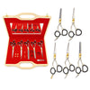 YNR left-handed hairdressing scissors and five-piece set options on white background