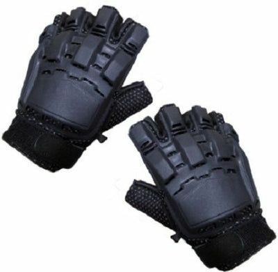 Black Paintball Tactical Airsoft Hunting Cycling Armour Half Finger Less Gloves