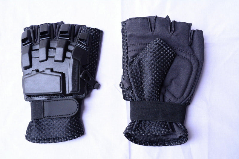 Black Paintball Tactical Airsoft Hunting Cycling Armour Half Finger Less Gloves