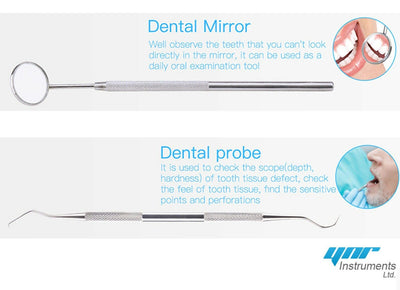 YNR Dental Kit Tooth Scraper Mirror Scale Set Tartar Calculus Plaque Remover GRN